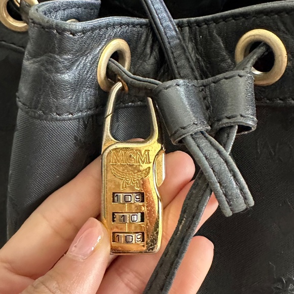 Vintage MCM Black Canvas/Leather Bucket Bag - Picture 4 of 16